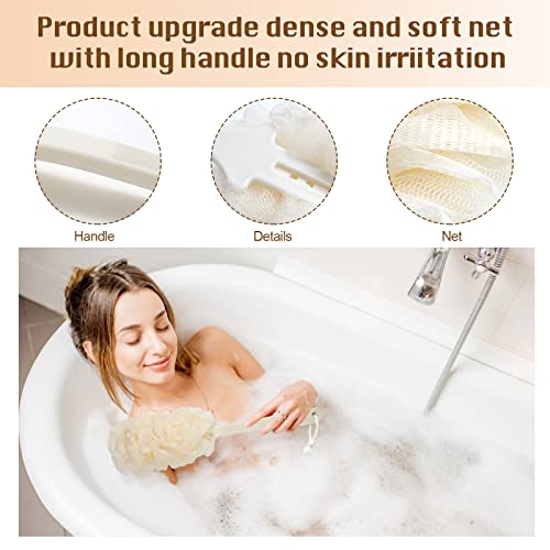 2-Pack Back Scrubber with Long Handle - Loofah Exfoliating Brush