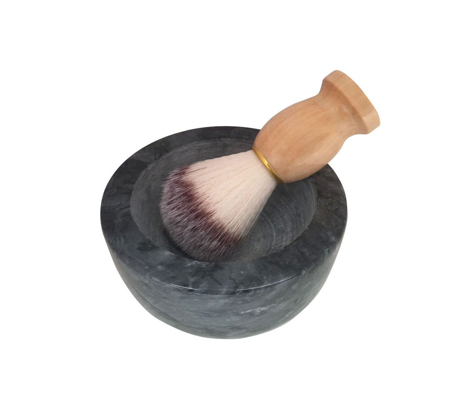 Yepmlrt Marble Shaving Bowl，Handcrafted Black Marble Later，Shaving Soap & Cream Bowl for Men，Lather Mug with Interior Grooves Builds a Rich.