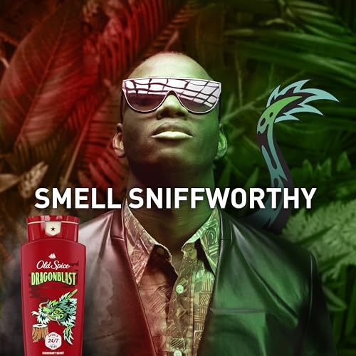 Old Spice Cleansing Body Wash for Men, 3X Defense, 24/7 Shower Fresh with Lasting Scent, 2-in-1 Body & Face Wash, Dragonblast Scent, 24 oz (Pack of 4)