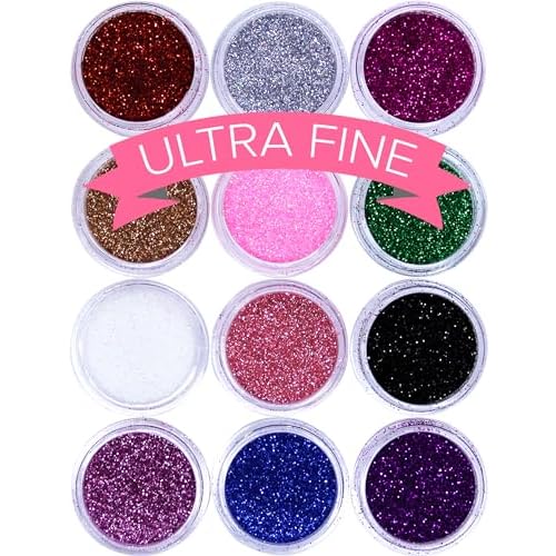 Ultra FINE Glitter for Gel Nail Art Pots Set - NYK1 DUST Powder, Face Paint Makeup, Hair, Nail Polish Craft, Festival Party Colors
