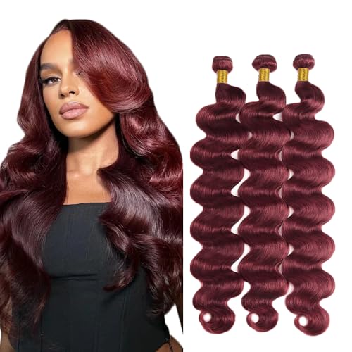 #99J Burgundy Body Wave Bundles - 18 Inch Human Hair Extensions
