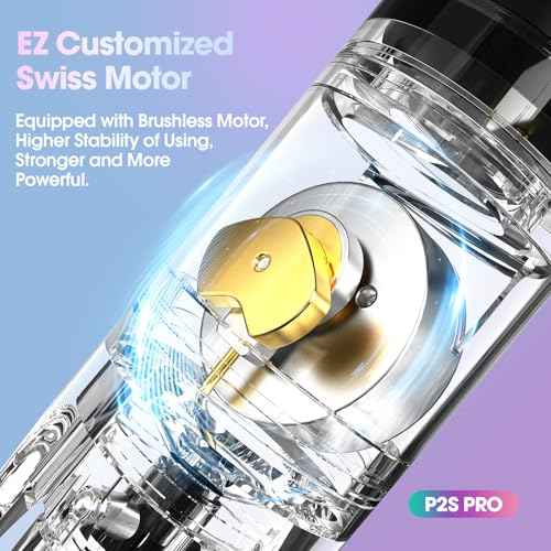 EZ Tattoo Kit - Tattoo Gun Kit with Wireless Tattoo Machine Pen, 1800mAh Power Supply Battery, 20Pcs Tattoo Cartridge Needles and 11 Color Inks for Tattoo Beginners and Artists (P2S Pro Purple Blue)