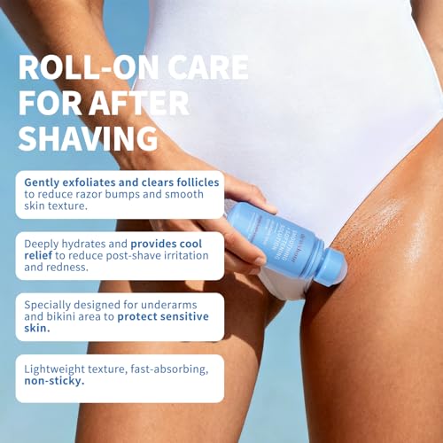 dewyhour Ingrown Hair & After Shave Soothing Serum?Soothes Razor Irritation, Targets Dark Spots,Helps With Razor Bumps for Face,Underarms,Neck & Bikini Area,Korean Skincare Roll-On for Men & Women