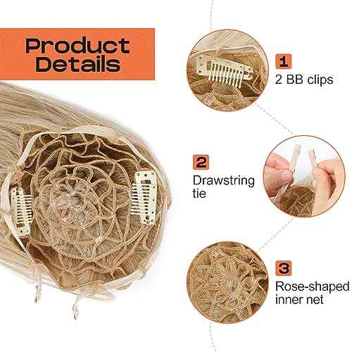 SEIKEA Cheer Ponytail Hair Piece, 16" Straight Cheerleader Hairpiece Ponytail Extension for Cheerleader Competition, Dance, Medium Blonde