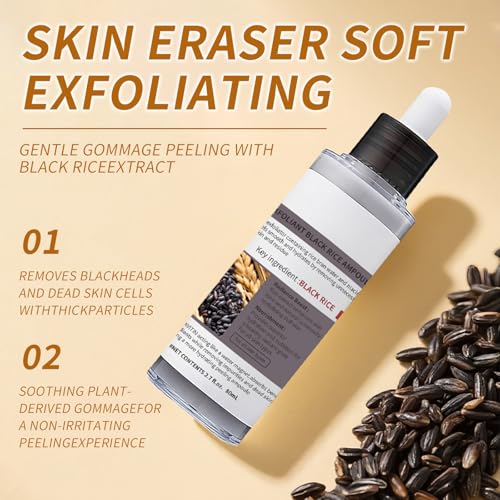 Black and White Rice Peeling, Soft Rice Exfoliating Face and Body, New glow rice Black and White Rice Exfoliant Duo Ampoule Set for All Skin Types, Gentle Peel & Deep Hydration 2 Pack (2.7 fl oz Each)