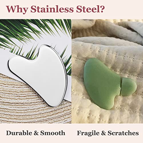 Stainless Steel Gua Sha & Face Roller Set - Facial Massager