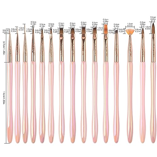 KADS 15Pcs Acrylic Nail Art Application Brushes Nail Art Tips Liner Brush Builder Brush Nail Painting Brush set (15Pcs Butterfly Garden Package)