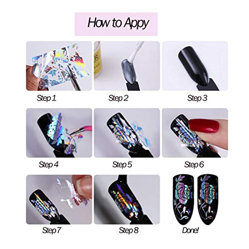 AddFavor 30 Roll Holographic Transfer Nail Foil Sticker Silver Laser Nail Decals 10 Roll Nails Strip Tape for Nails Art Design Decoration