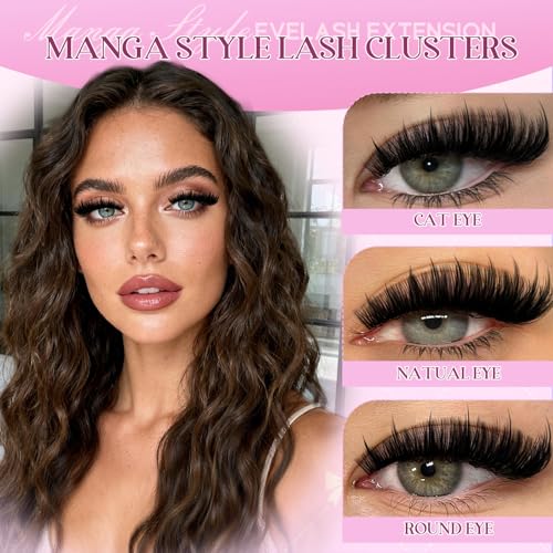 100D Manga Eyelash Extension Kit - D-Curl 8-16mm Clusters