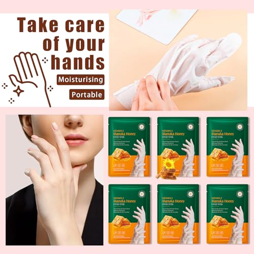 Nourishing Moisturizing Hand Mask Gloves for Dry Cracked Hands - 6 Pairs Set