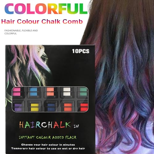 10 Color Hair Chalk Comb - Temporary Washable Hair Color