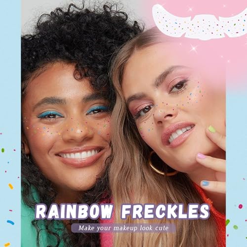 Rainbow Freckle Face Tattoos – 10pc Waterproof Glitter Set
