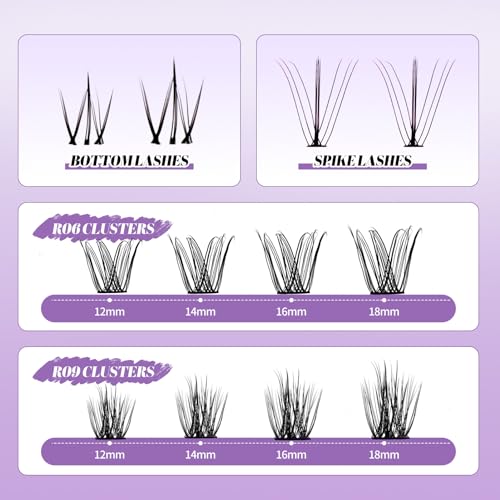 DIY Lash Extension Kit Lash Clusters With Bottom Lashes Volume/Wispy Clusters12-18mm Multi-types Individual Lashes Bond and Seal, Spike, Volume Lashes Kit Lash Applicator(Volume/Wispy Kit)