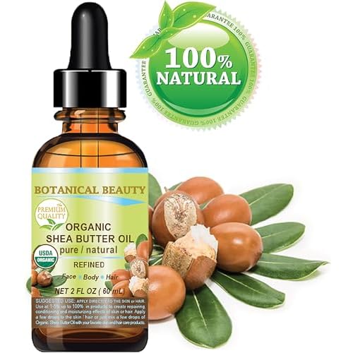Botanical Beauty Organic SHEA BUTTER OIL 100% Pure Natural Undiluted Refined Cold Pressed Carrier Oil for Face, Skin, Hair, Lip, Nails. African Shea (Karite) Nut Oil (2 Fl Oz)