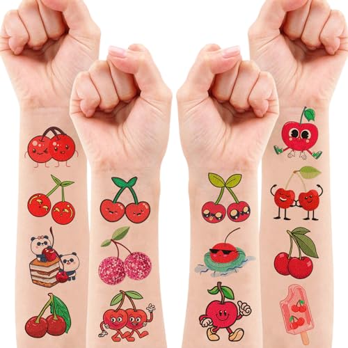 100 PCS Cherry Temporary Tattoos for Kids | Party Favors