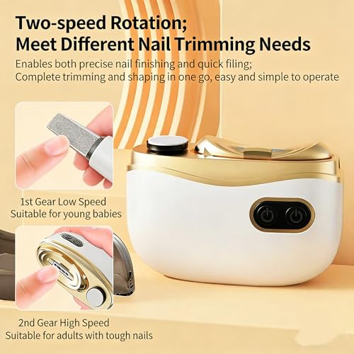 Yuliana White 2-in-1 Electric Nail Clipper & Grinder for Kids & Seniors