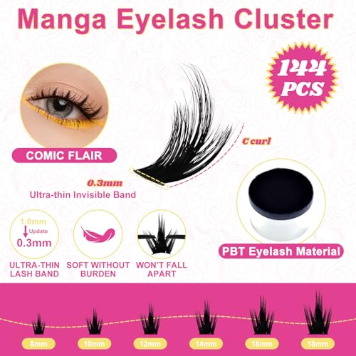 Manga Lash Clusters 8-18mm D Curl Wispy Eyelash Extensions