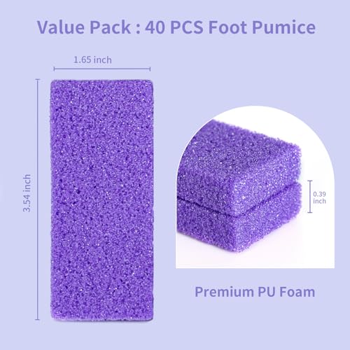 Disposable Foot Pumice Stone Callus Remover Sponge for Pedicure - 40 Pack