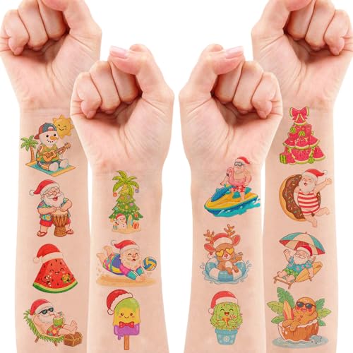 96 PCS Christmas Tropical Temporary Tattoos for Kids