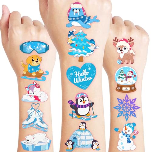 96 Snowflake Temporary Tattoos for Kids - Winter Party Favors