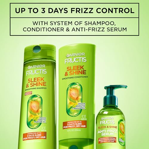 Garnier Fructis Sleek & Shine Anti-Frizz Serum for Frizzy, Dry Hair, Argan Oil, 5.1 Fl Oz, 2 Count (Packaging May Vary)