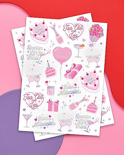 xo, Fetti Elder Millennial Temporary Tattoos - 44 Iridescent Designs