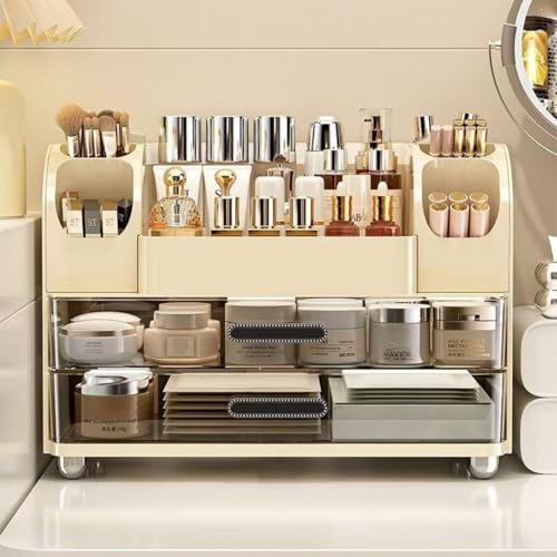 Makeup Organizer with Drawers - Elegant Vanity Storage Case
