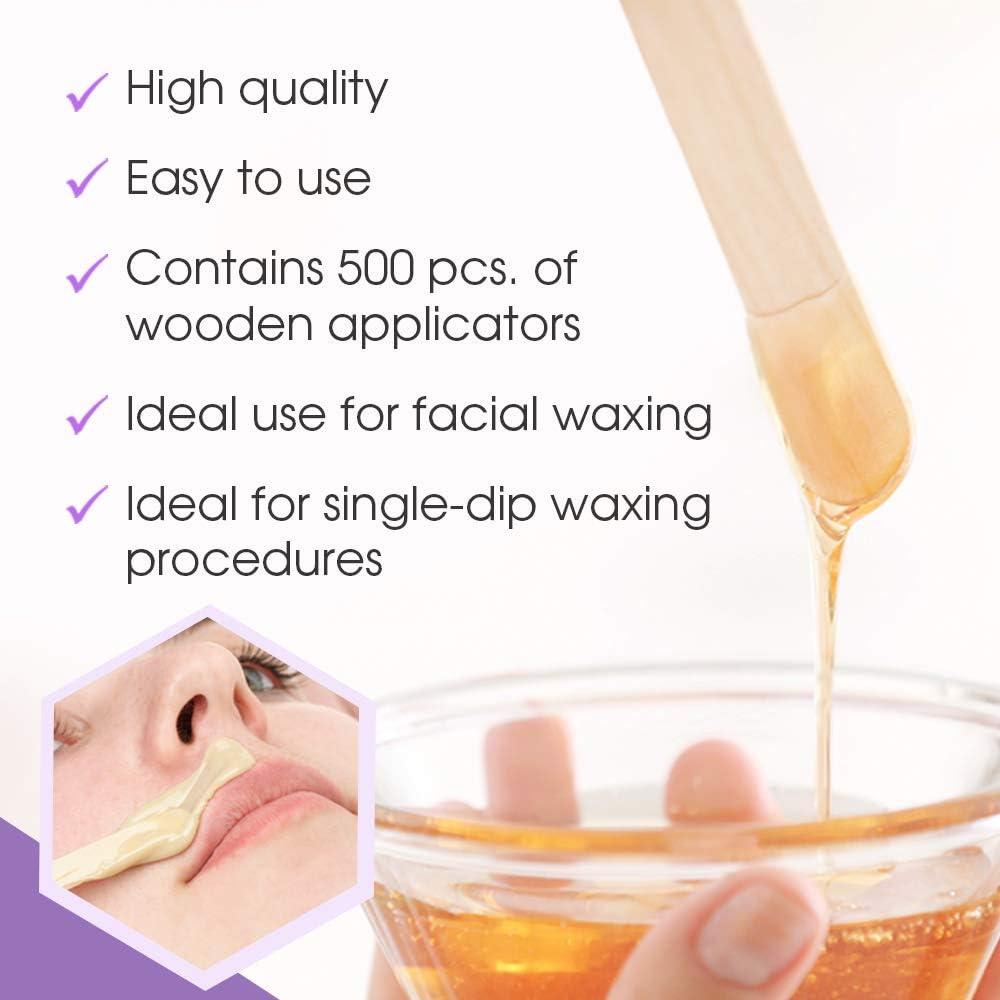 Satin Smooth Hair Waxing Small Applicators For Eyebrow, Upper Lip, Chin, Facial Hair Removal 500 count