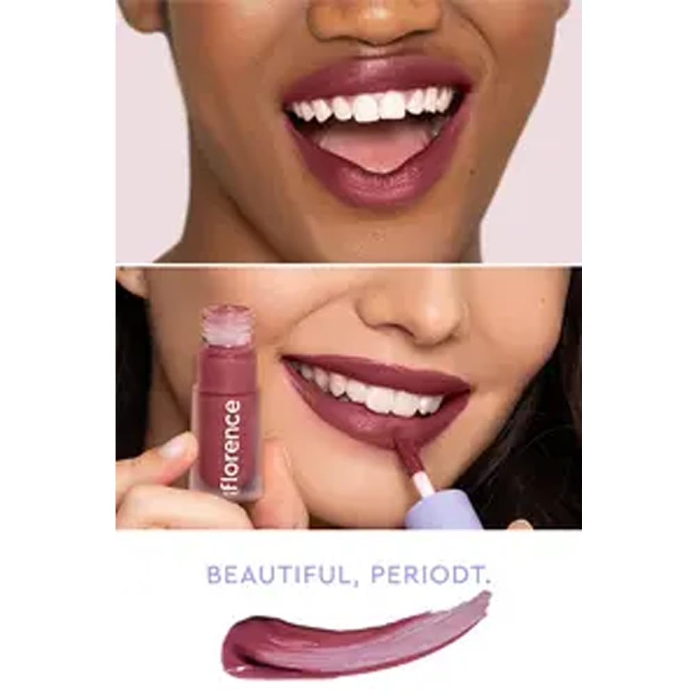 florence by mills Be A VIP Velvet Liquid Lipstick, Beautiful, Periodt (deep mauve pink), 0.13 oz/ 3.8g