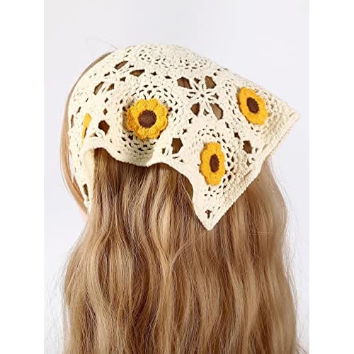 Floerns Women's Accessories Floral Hair Scarf Crochet Kerchief Vintage Headbands