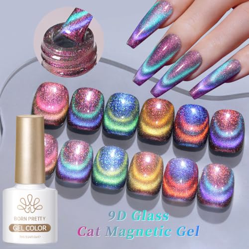 Born Pretty 9D Cat Eye Magnetic Gel Nail Polish Set with Magnet - 6 Pcs