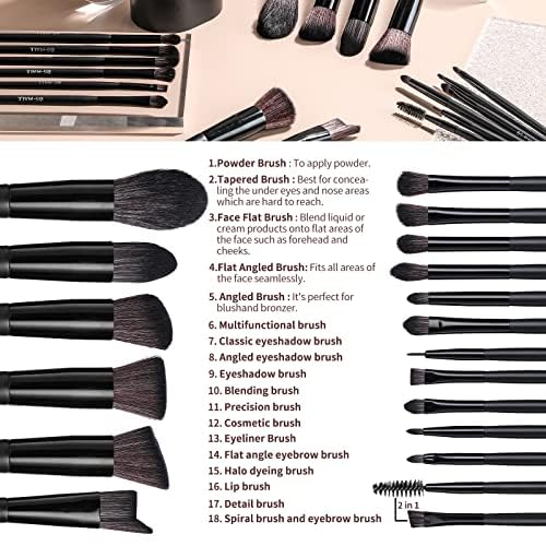 BS-MALL Makeup Brush Set 18 Pcs Premium Synthetic Foundation Powder Concealers Eye shadows Blush Makeup Brushes with black case (C-Black)…