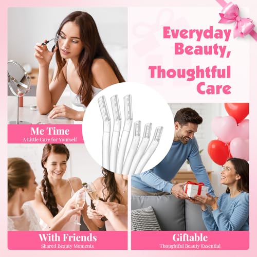 32-Pack Face Razors for Women ? Dermaplane & Eyebrow Razor Set, 24 Long + 8 Short Precision Blades for Peach Fuzz Removal, Gentle Exfoliation, Ideal for Stocking Stuffers (Clear)
