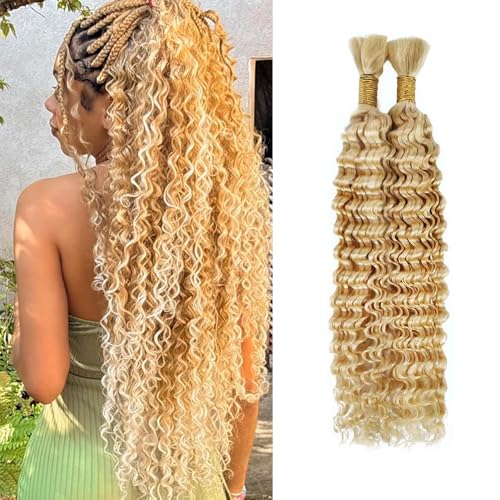 Blonde Human Braiding Hair 27/613 Boho Bulk 22 Inch 2 Bundles