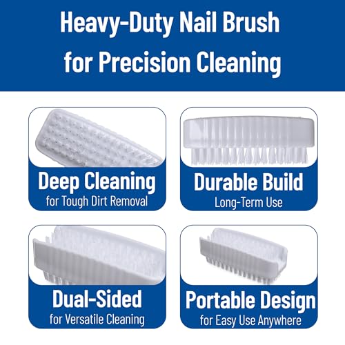 Dual Sided Hand & Nail Brush - White, 3.5 Inches, BPA-Free, Kitchen & Personal Care