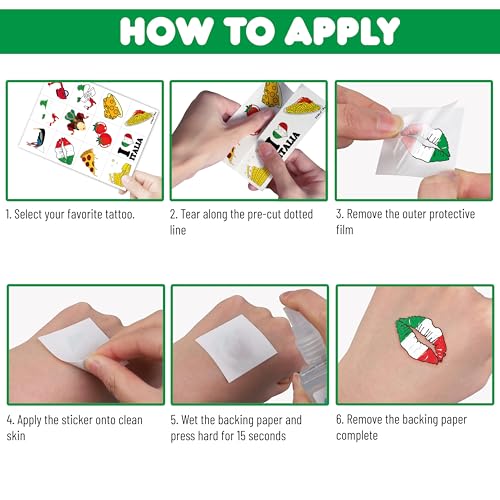 Italian Temporary Tattoos 96 PCS Party Favors