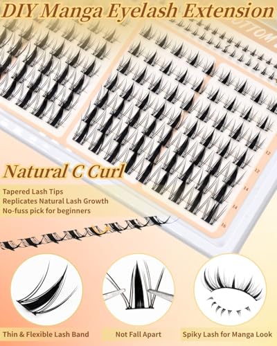 Manga Lash Clusters with Bottom Lashes - 126pcs DIY Extensions