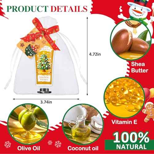 120 Sets Christmas Hand Cream Gift Set for Women, Hand Lotion In Bulk for Dry Cracked Hands Travel Size,Christmas Gifts with Cards and Organza Gift Bags, Stocking Stuffers for Women Teen Girls