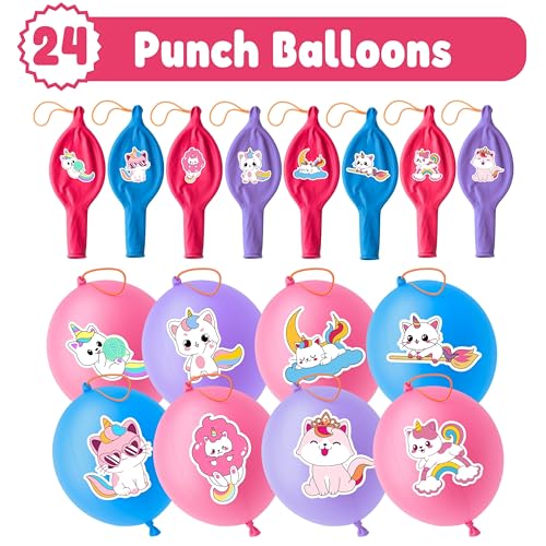 Caticorn Party Favors Set - 72 Pieces with Balloons & Tattoos