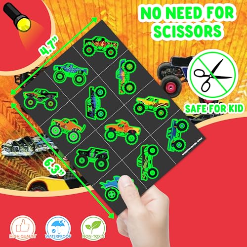 96 PCS Glow in Dark Monster Truck Temporary Tattoos for Kids