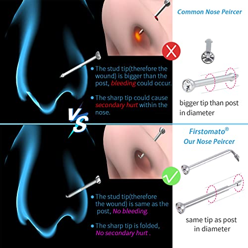 Disposable Nose Piercing Kit with Hypoallergenic Nose Studs - 2 PCS
