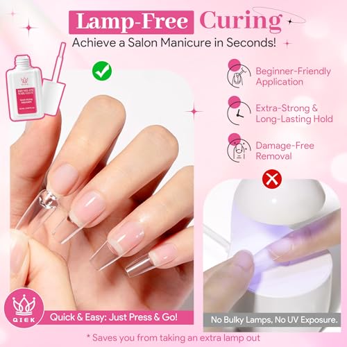 Brush On Nail Glue for Press Ons 20ml – QIEK, No UV Quick-Dry, Clear, Brush Applicator