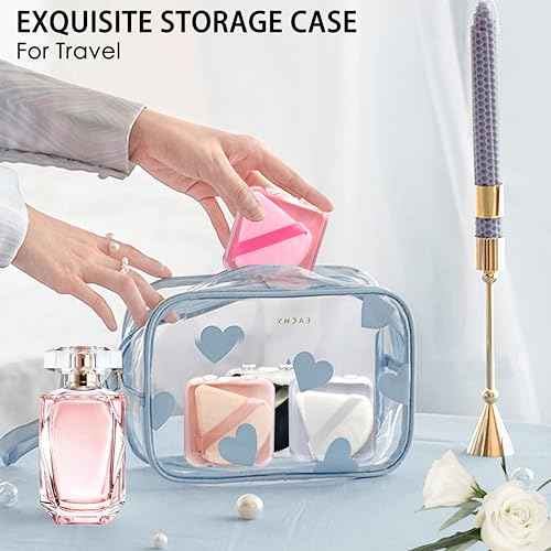 8 Pieces Triangle Powder Puff with 4 Travel Cases, Triangle Makeup Puff, Reusable Velour Makeup Sponge Blending Puff for Loose Powder and Foundation, Beauty Makeup Tools (4 colors)