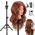 SZCY LLC Dark Brown 18 Inch Mannequin Head with Human Hair & Tripod Stand for Hair Styling