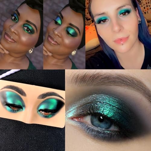 DE'LANCI Duo Chrome Green Eyeshadow - Peacock Blue Shimmer