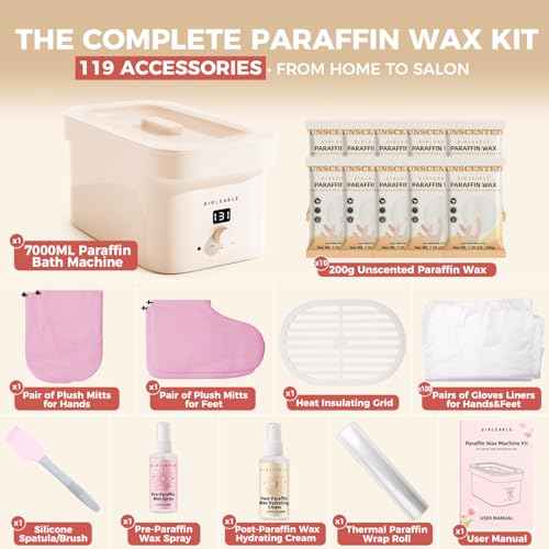 7000ml Paraffin Wax Machine for Hand and Feet, Hand Wax Paraffin Machine Bath with 4.4 lbs Scent-Free Paraffin Wax Refills for Hands, Feet, Elbows & Body to Relieve Stiff Muscles & Joints
