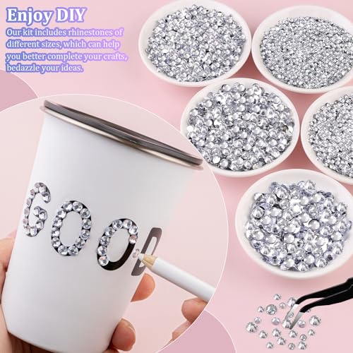 Silver Clear Rhinestones Bedazzling Kit with 35,000 Gems + Glue & Tools - Large Pack