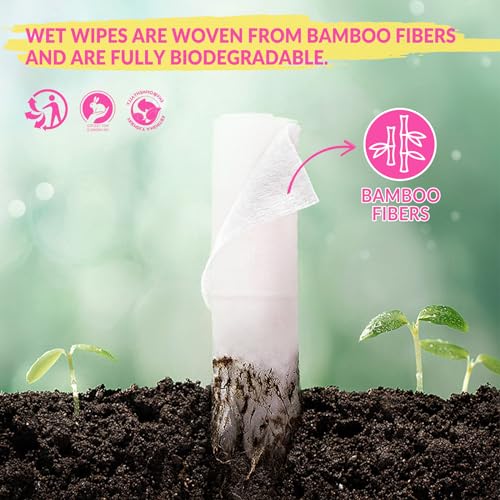 Biodegradable Bamboo Makeup Remover Wipes ? Gentle, Alcohol-Free & Fragrance-Free Formula with Plant Extracts, Individually Wrapped for Sensitive Skin (Pack of 40)