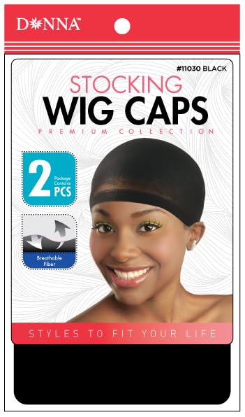 DONNA Wig Caps for Women, 2-Pack Black Stocking Liner