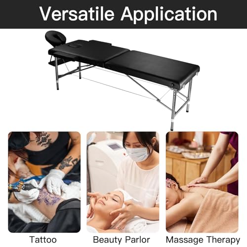 Height Adjustable Massage Bed with PU Leather - Foldable